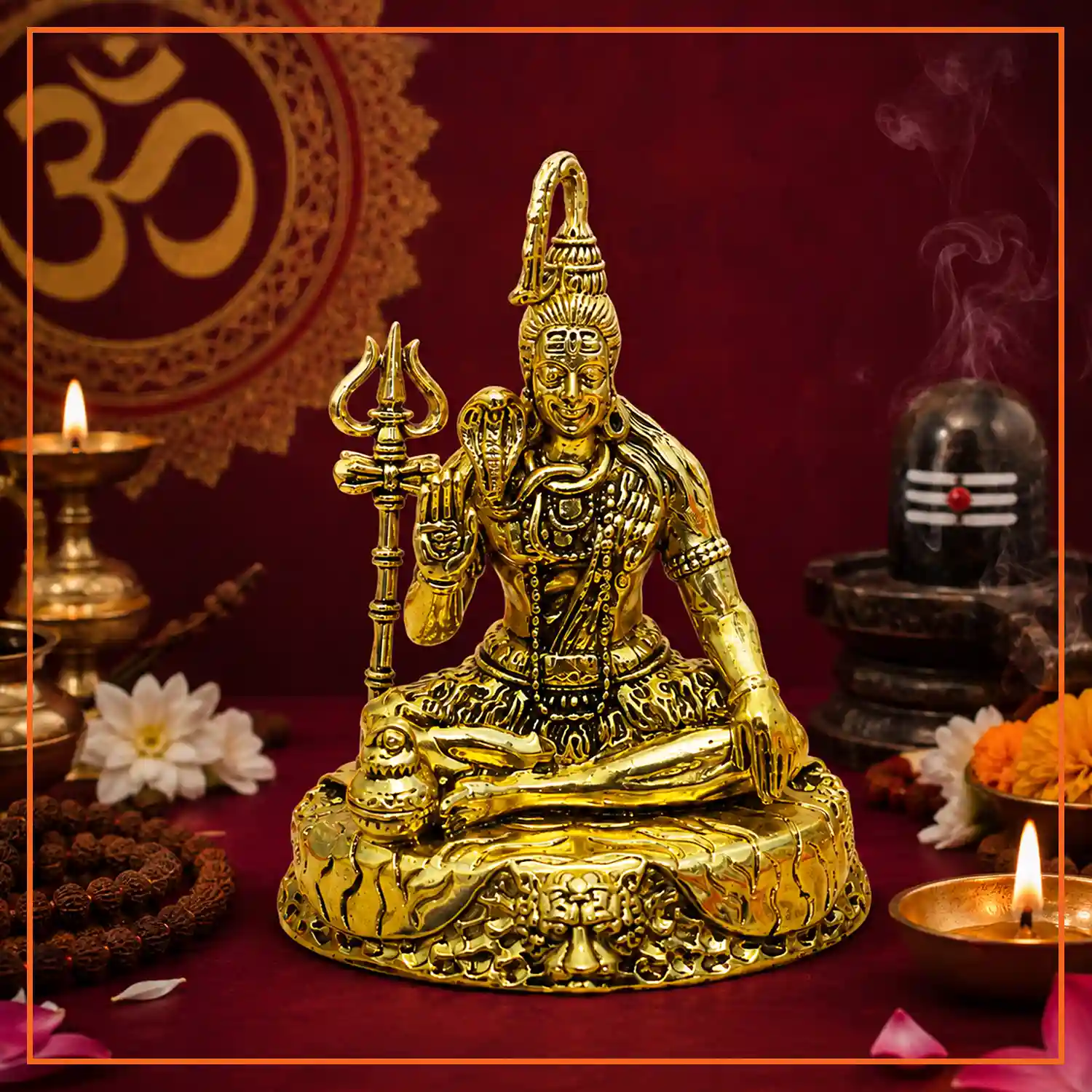 Brass Lord Shiva Idol with Trishul | 8 cm